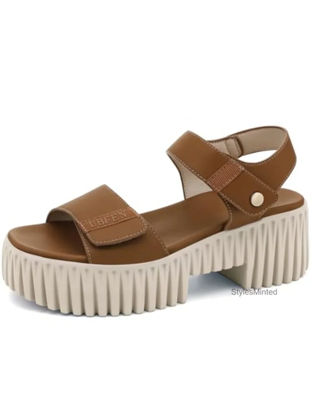 Women's Platform Sandals Chunky Wedge Heel Arch Support Hook and Loop Straps